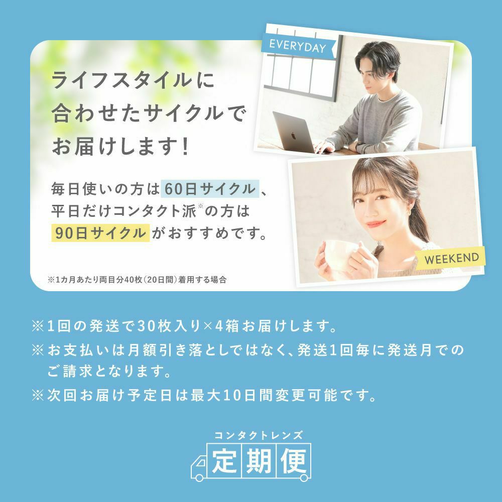 【定期購入】LENS LiST 1day クリア2ヶ月分 合計120枚 レンズリスト コンタクトレンズ