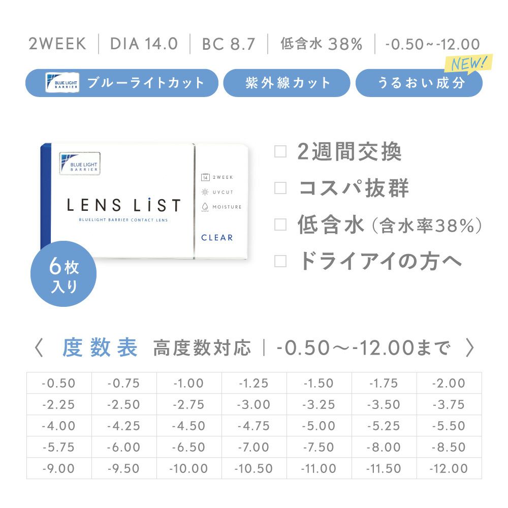  【4箱セット】 LENS LiST 1day 2week クリアレンズ サークルレンズ