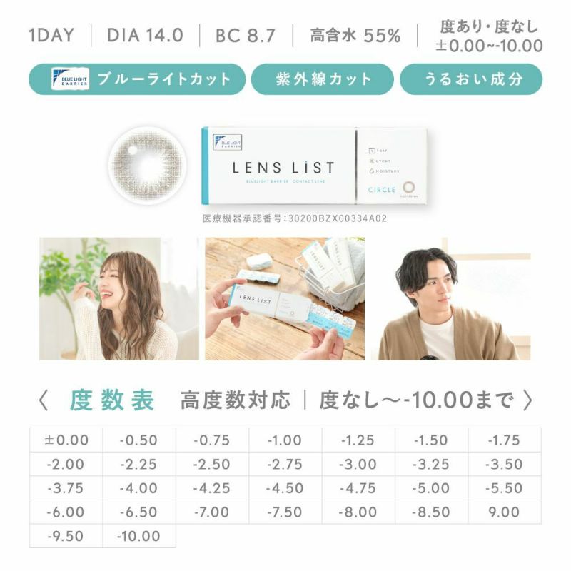 4箱セット】 LENS LiST 1day 2week クリアレンズ サークルレンズ