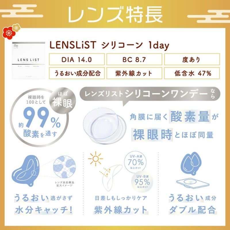 レンズ特長 LENSLiSTシリコーン 1day